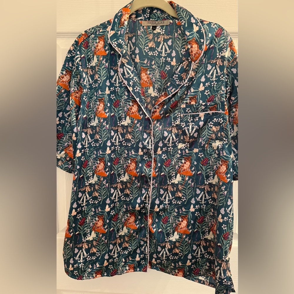 Women's Owl Print Pajama Set - Teal